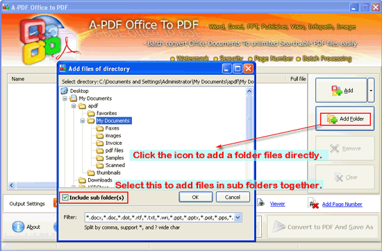 a-pdf office to pdf batch mode add folder